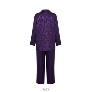 Vtg Victoria's Secret Purple Satin Floral Damask Pajama Set Pant Suit Small S